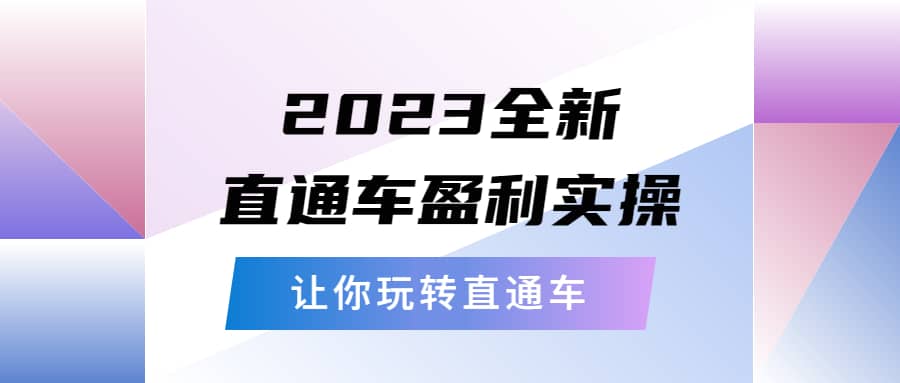 2023全新直通车·盈利实操:从底层,策略到搭建,让你玩转直通车网创吧-网创项目资源站-副业项目-创业项目-搞钱项目网创吧