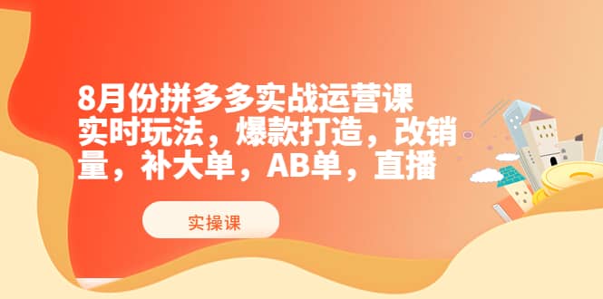 8月份拼多多实战运营课，实时玩法，爆款打造，改销量，补大单，AB单，直播大圣网创吧-网创项目资源站-副业项目-创业项目-搞钱项目网创吧