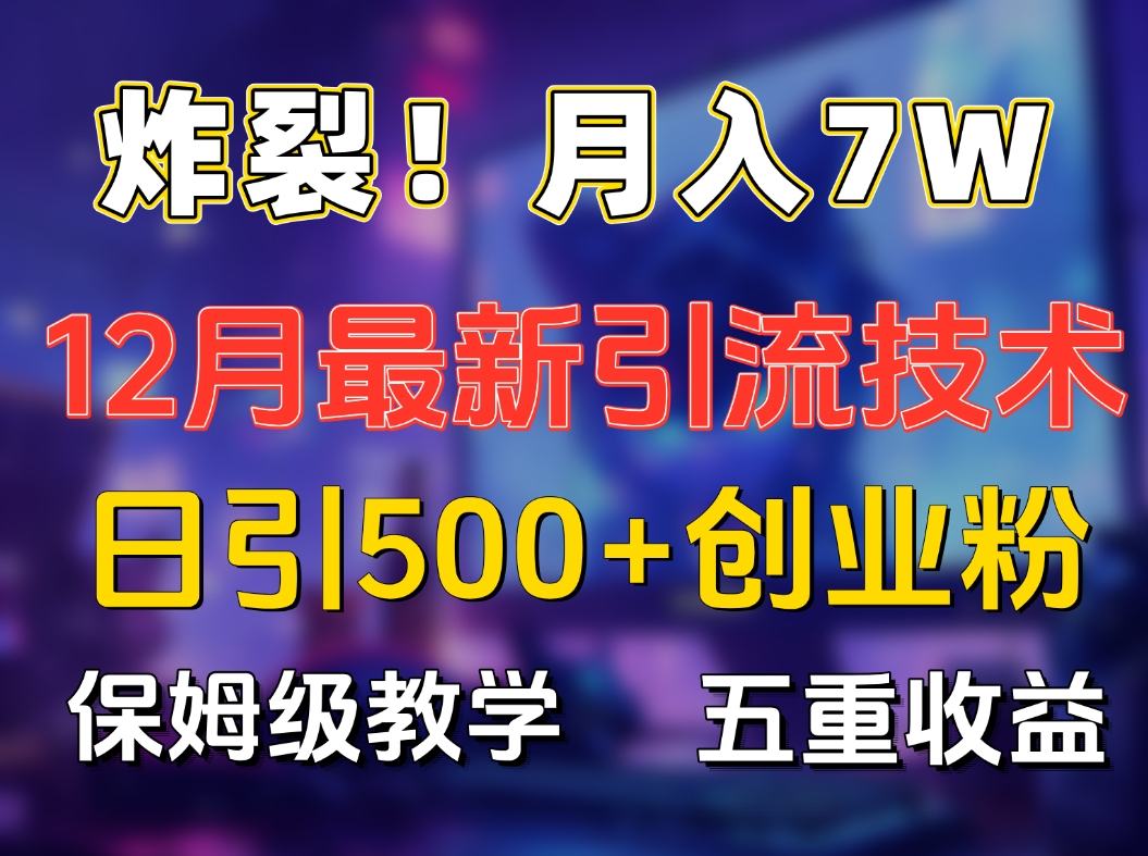 炸裂！月入7W+揭秘12月最新日引流500+精准创业粉，多重收益保姆级教学大圣网创吧-网创项目资源站-副业项目-创业项目-搞钱项目网创吧