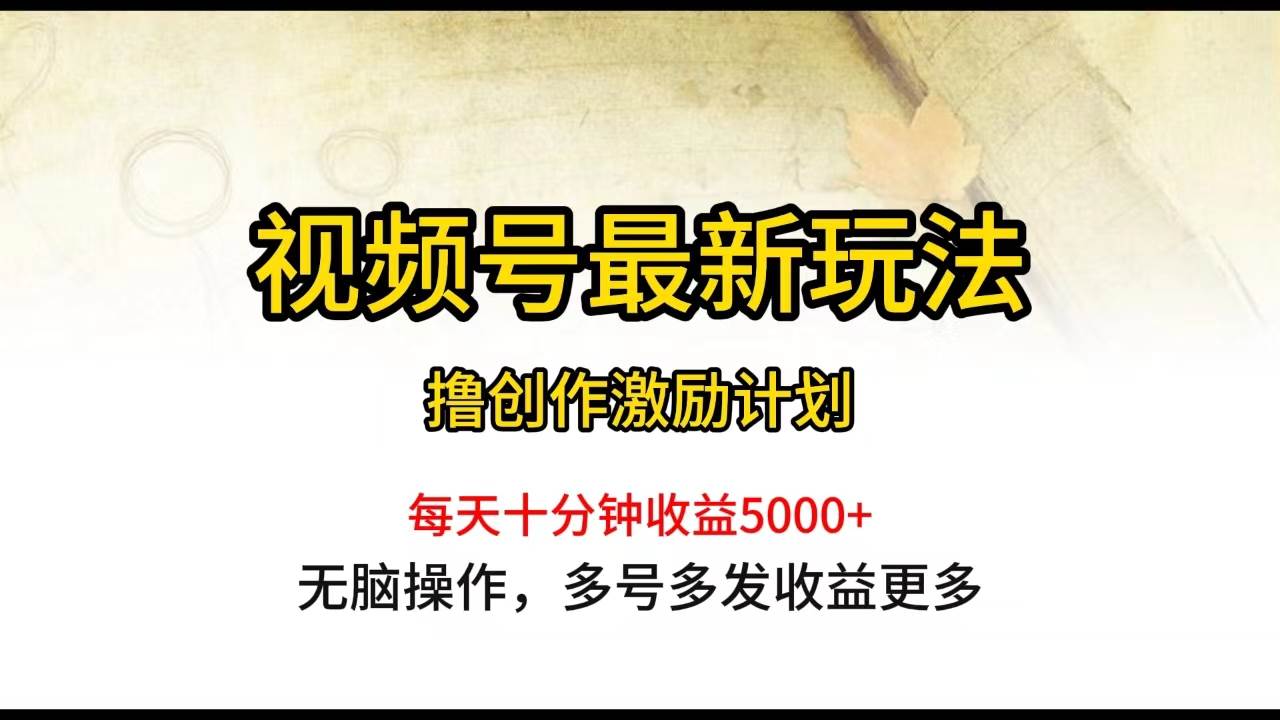 视频号最新玩法，每日一小时月入5000+大圣网创吧-网创项目资源站-副业项目-创业项目-搞钱项目网创吧