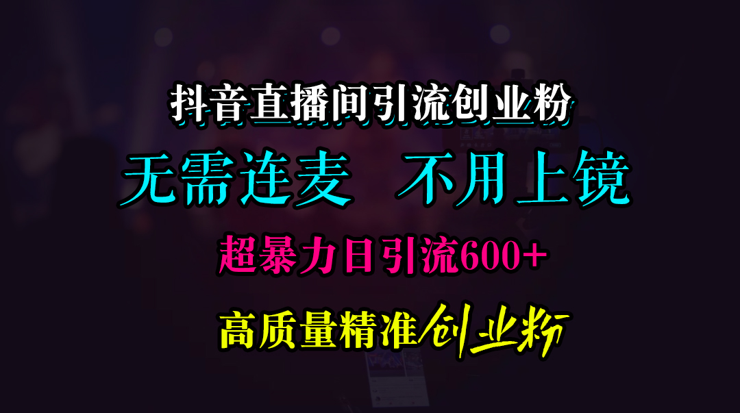 抖音直播间引流创业粉，无需连麦、无需上镜，超暴力日引流600+高质量精准创业粉大圣网创吧-网创项目资源站-副业项目-创业项目-搞钱项目网创吧