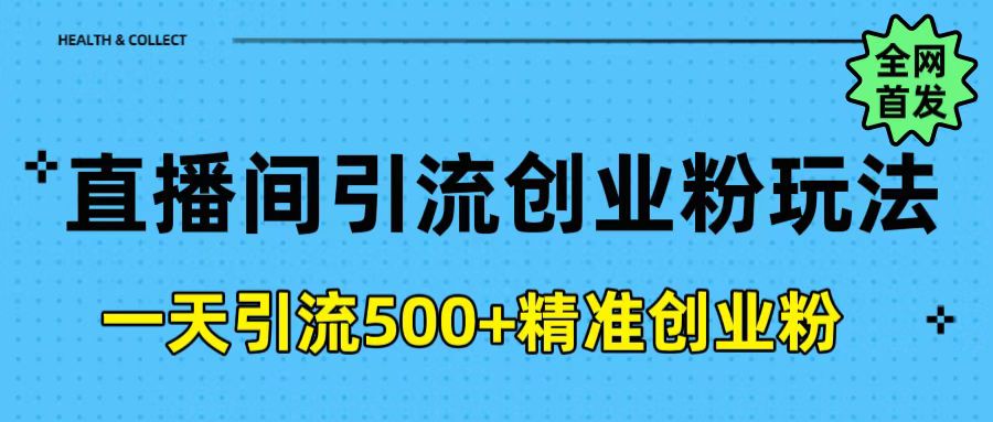 直播间引流创业粉玩法，一天轻松引流500+精准创业粉大圣网创吧-网创项目资源站-副业项目-创业项目-搞钱项目网创吧