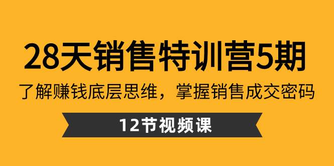 28天·销售特训营5期：了解赚钱底层思维，掌握销售成交密码（12节课）大圣网创吧-网创项目资源站-副业项目-创业项目-搞钱项目网创吧