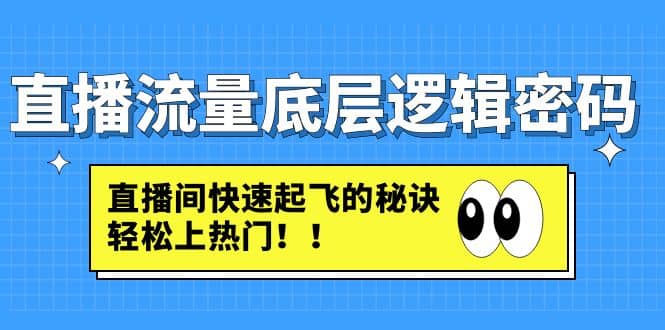 直播流量底层逻辑密码：直播间快速起飞的秘诀，轻松上热门大圣网创吧-网创项目资源站-副业项目-创业项目-搞钱项目网创吧