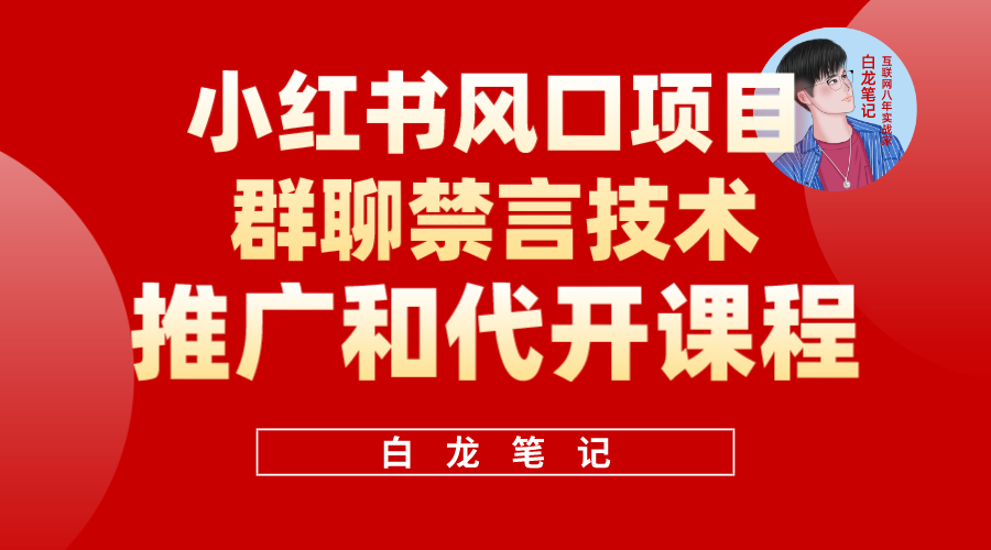 小红书风口项目日入300+，小红书群聊禁言技术代开项目，适合新手操作大圣网创吧-网创项目资源站-副业项目-创业项目-搞钱项目网创吧