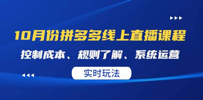 某收费10月份拼多多线上直播课： 控制成本、规则了解、系统运营。实时玩法大圣网创吧-网创项目资源站-副业项目-创业项目-搞钱项目网创吧