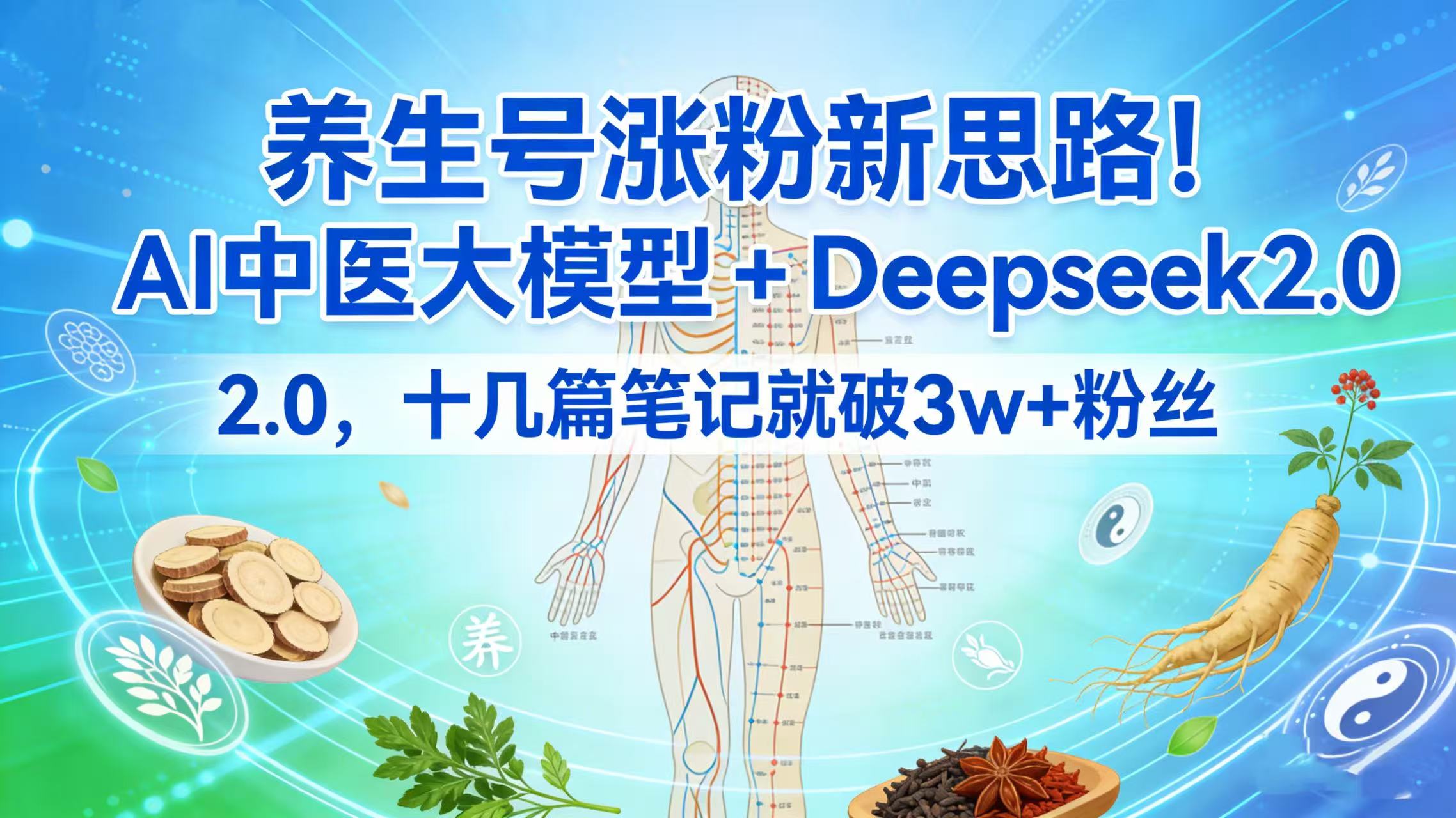 养生号涨粉新思路！AI 中医大模型 + Deepseek 2.0，十几篇笔记就破 3w + 粉丝大圣网创吧-网创项目资源站-副业项目-创业项目-搞钱项目网创吧