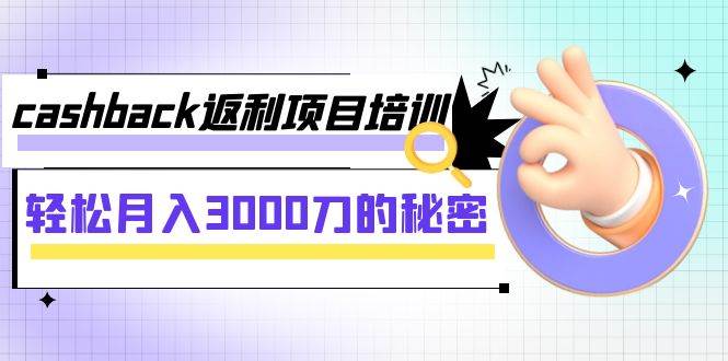cashback返利项目培训：轻松月入3000刀的秘密（8节课）大圣网创吧-网创项目资源站-副业项目-创业项目-搞钱项目网创吧