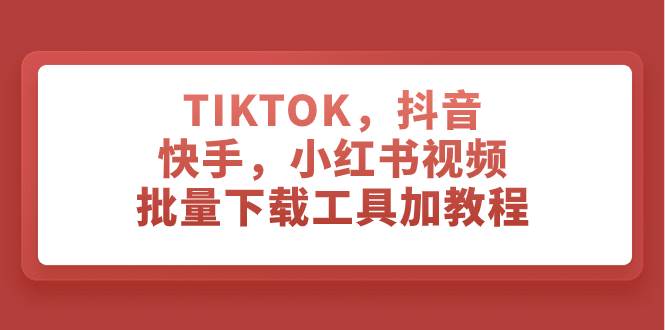TIKTOK，抖音，快手，小红书视频批量下载工具加教程大圣网创吧-网创项目资源站-副业项目-创业项目-搞钱项目网创吧