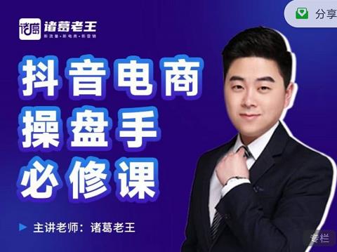 诸葛老王-抖音电商操盘手必修课：顶层设计，​起号破局，爆款运营，数据分析大圣网创吧-网创项目资源站-副业项目-创业项目-搞钱项目网创吧
