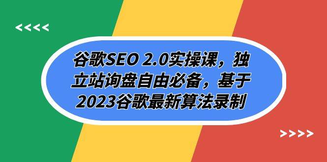 谷歌SEO 2.0实操课，独立站询盘自由必备，基于2023谷歌最新算法录制（94节大圣网创吧-网创项目资源站-副业项目-创业项目-搞钱项目网创吧