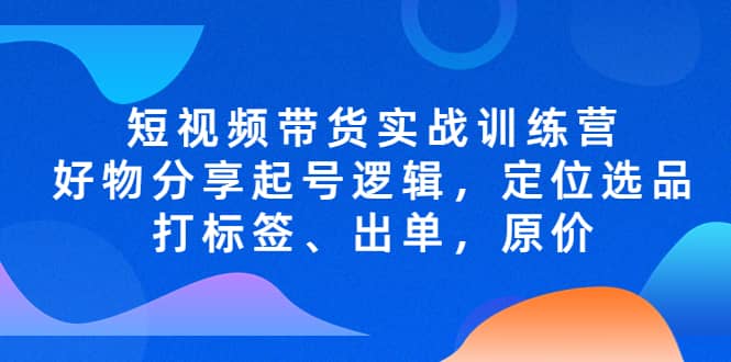 短视频带货实战训练营，好物分享起号逻辑，定位选品打标签、出单，原价大圣网创吧-网创项目资源站-副业项目-创业项目-搞钱项目网创吧