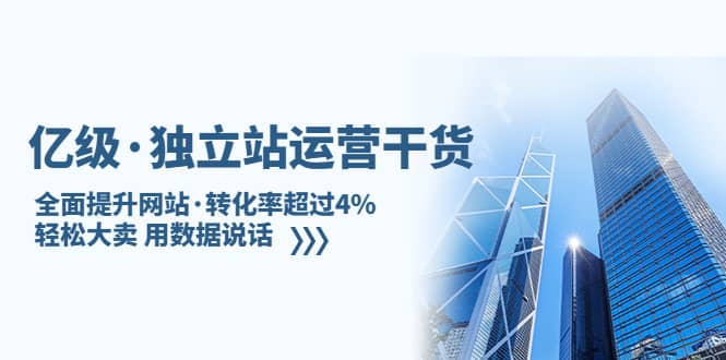 独立站运营干货：全面提升网站·转化率超过4%，轻松大卖 用数据说话大圣网创吧-网创项目资源站-副业项目-创业项目-搞钱项目网创吧