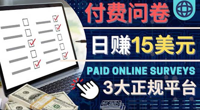 参与付费调查，利用自己的空闲时间完成问卷，适合新手的平台，日赚15美元大圣网创吧-网创项目资源站-副业项目-创业项目-搞钱项目网创吧