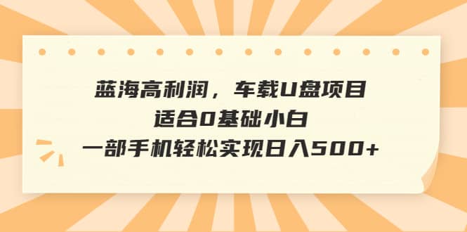 蓝海高利润，车载U盘项目，适合0基础小白，一部手机轻松实现日入500+大圣网创吧-网创项目资源站-副业项目-创业项目-搞钱项目网创吧