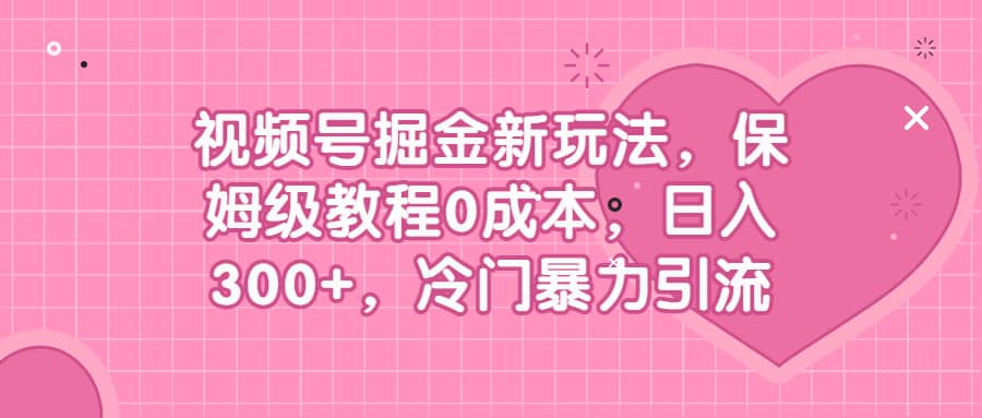 视频号掘金新玩法，保姆级教程0成本，日入300+，冷门暴力引流大圣网创吧-网创项目资源站-副业项目-创业项目-搞钱项目网创吧
