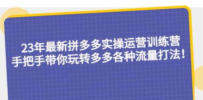 23年最新拼多多实操运营训练营：手把手带你玩转多多各种流量打法！大圣网创吧-网创项目资源站-副业项目-创业项目-搞钱项目网创吧