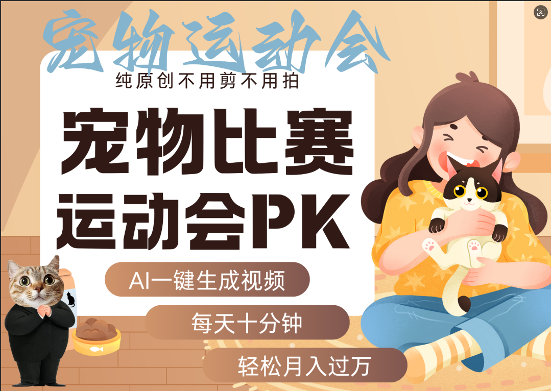 AI萌宠运动员跳水 射击  篮球  足球比赛   每天十分钟 附详细提示词文案库  代替做素材 卖提示词 卖虚拟资料  卖宠物产品 做宠物私人定制产品  带徒弟 带陪跑 卖课  创作者分成 月入5W+大圣网创吧-网创项目资源站-副业项目-创业项目-搞钱项目网创吧