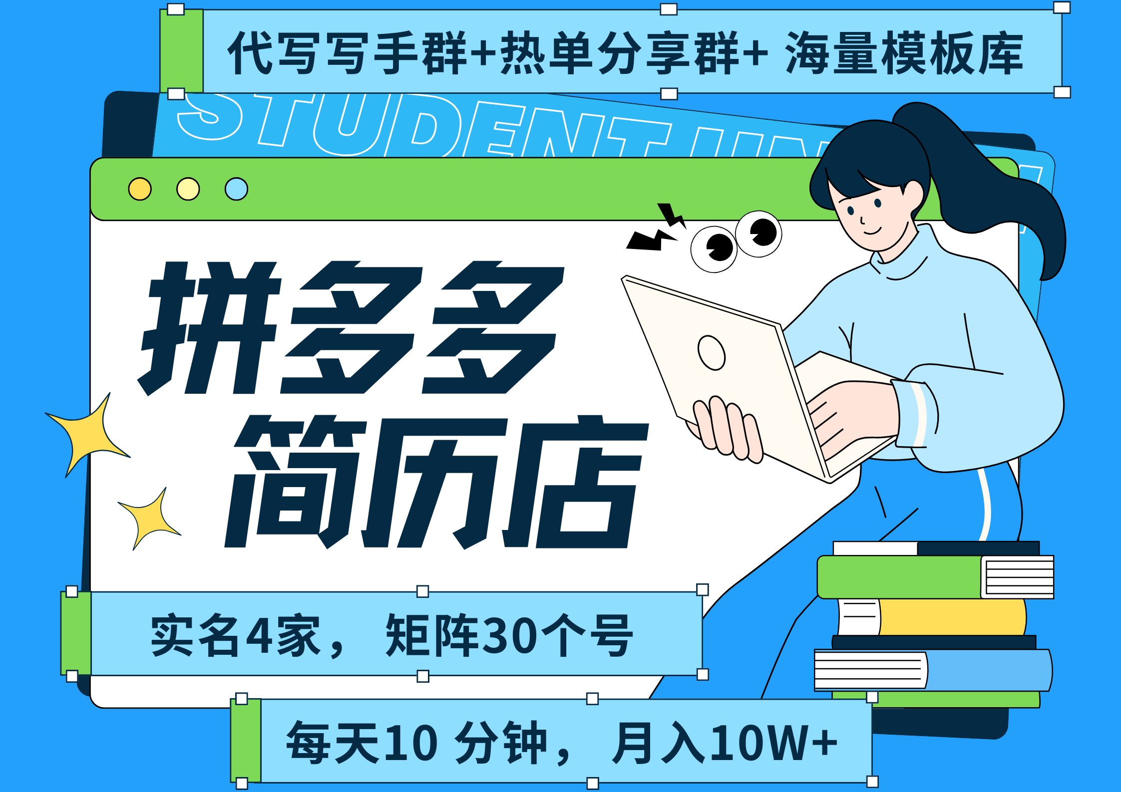 拼多多 虚拟资料 简历 海报代写 全SOP流程 毫无保留分享（含后端资料以及代写渠道）每天十分钟 每人实名四个店  矩阵30个账号  轻轻松松 月入10W大圣网创吧-网创项目资源站-副业项目-创业项目-搞钱项目网创吧