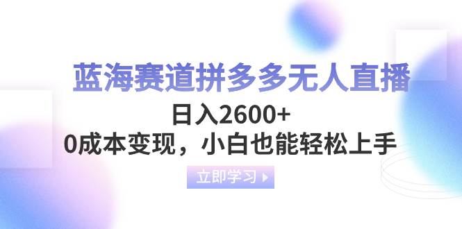 蓝海赛道拼多多无人直播，日入2600+，0成本变现，小白也能轻松上手大圣网创吧-网创项目资源站-副业项目-创业项目-搞钱项目网创吧