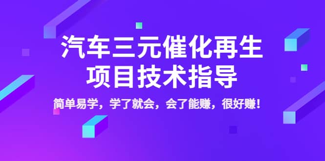 汽车三元催化再生项目技术指导，简单易学，学了就会，会了能赚，很好赚！大圣网创吧-网创项目资源站-副业项目-创业项目-搞钱项目网创吧