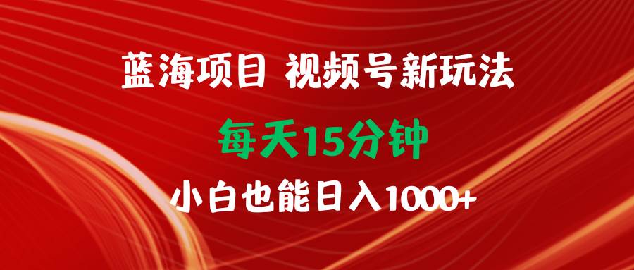 蓝海项目视频号新玩法 每天15分钟 小白也能日入1000+大圣网创吧-网创项目资源站-副业项目-创业项目-搞钱项目网创吧
