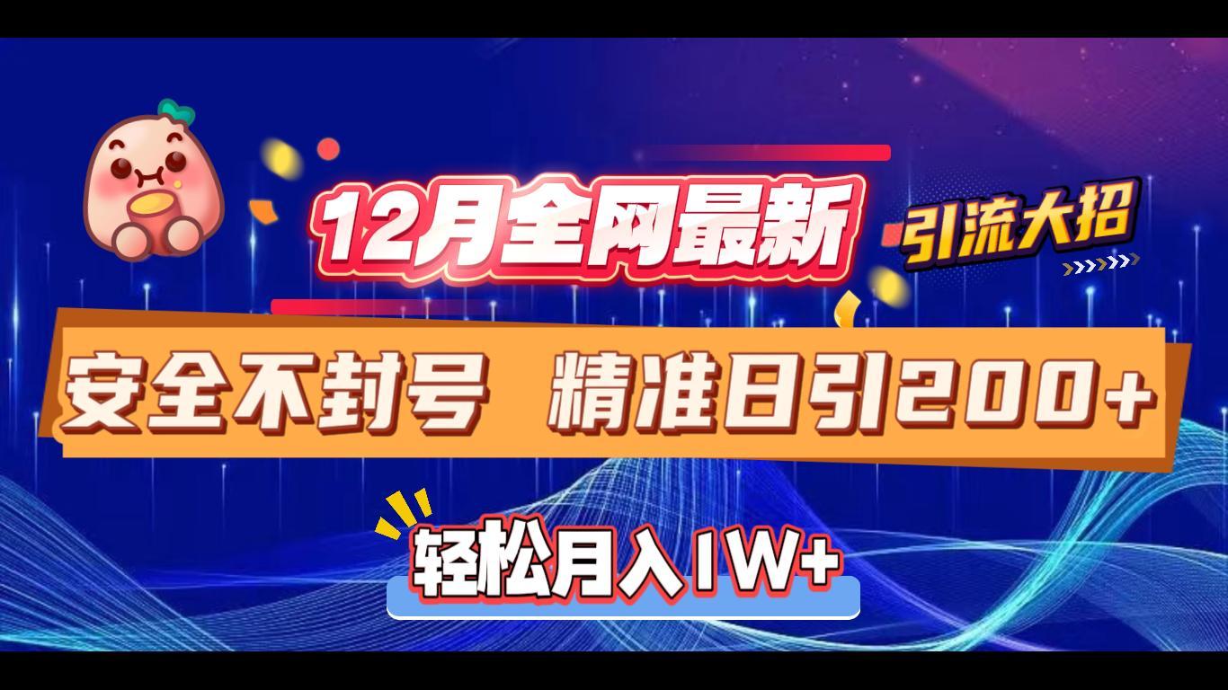 12月全网最新引流大招 安全不封号 日引精准粉200+大圣网创吧-网创项目资源站-副业项目-创业项目-搞钱项目网创吧