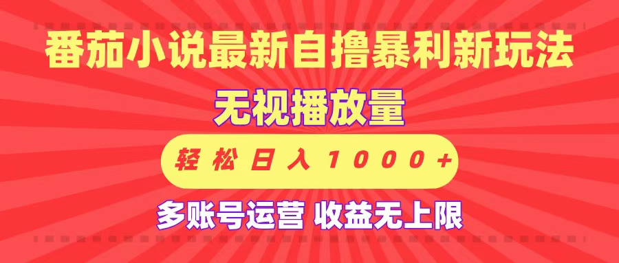 最新番茄小说自撸暴利新玩法！无视播放量，可放大，轻松日入1000+，收益无上限！大圣网创吧-网创项目资源站-副业项目-创业项目-搞钱项目网创吧
