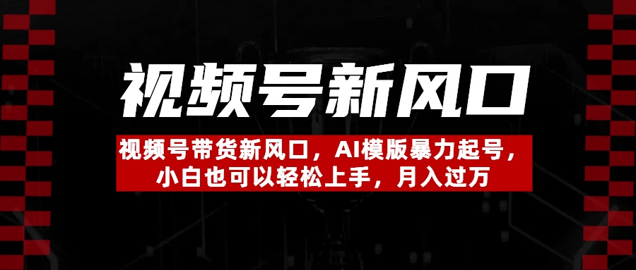 视频号带货新风口，AI模版暴力起号，小白也可以轻松上手，月入过万大圣网创吧-网创项目资源站-副业项目-创业项目-搞钱项目网创吧
