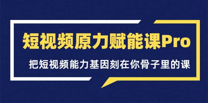 短视频原力赋能课Pro，把短视频能力基因刻在你骨子里的课（价值4999元）大圣网创吧-网创项目资源站-副业项目-创业项目-搞钱项目网创吧