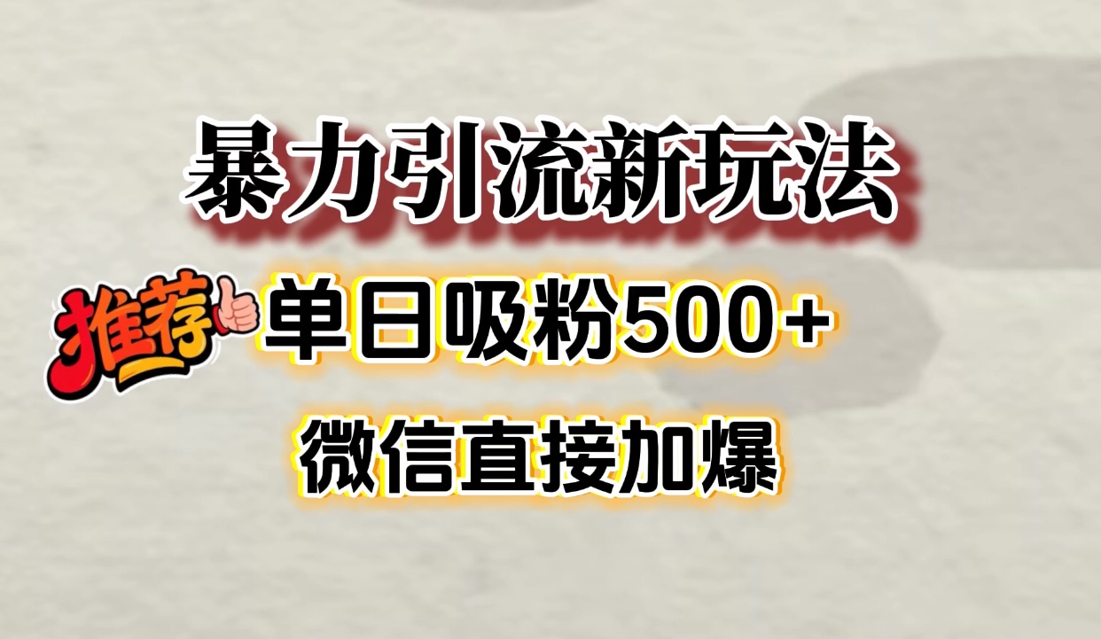 微信加爆的引流超级方法，单日吸粉500➕大圣网创吧-网创项目资源站-副业项目-创业项目-搞钱项目网创吧