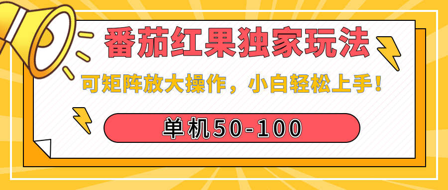 番茄红果独家玩法，单机50-100，可矩阵放大操作，小白轻松上手！大圣网创吧-网创项目资源站-副业项目-创业项目-搞钱项目网创吧