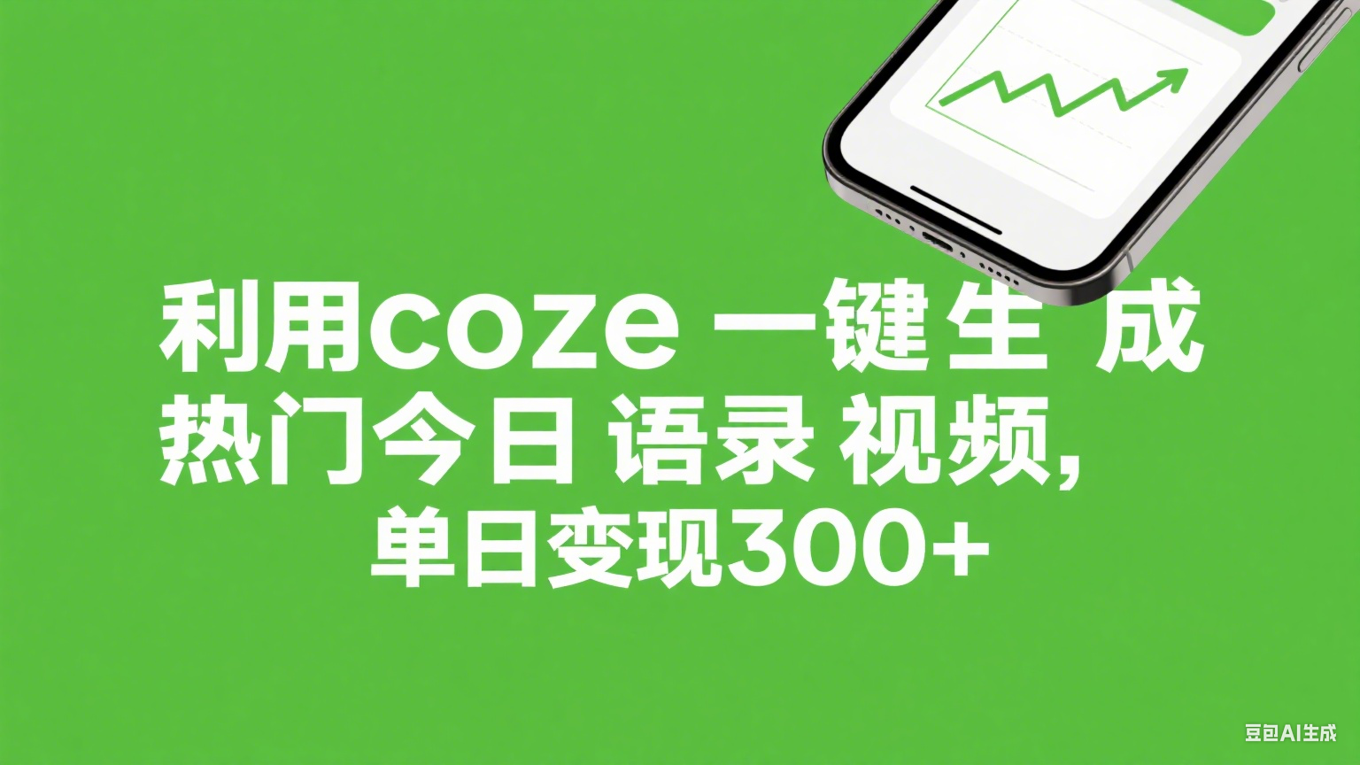 利用coze一键生成热门今日语录视频，单日变现300+大圣网创吧-网创项目资源站-副业项目-创业项目-搞钱项目网创吧
