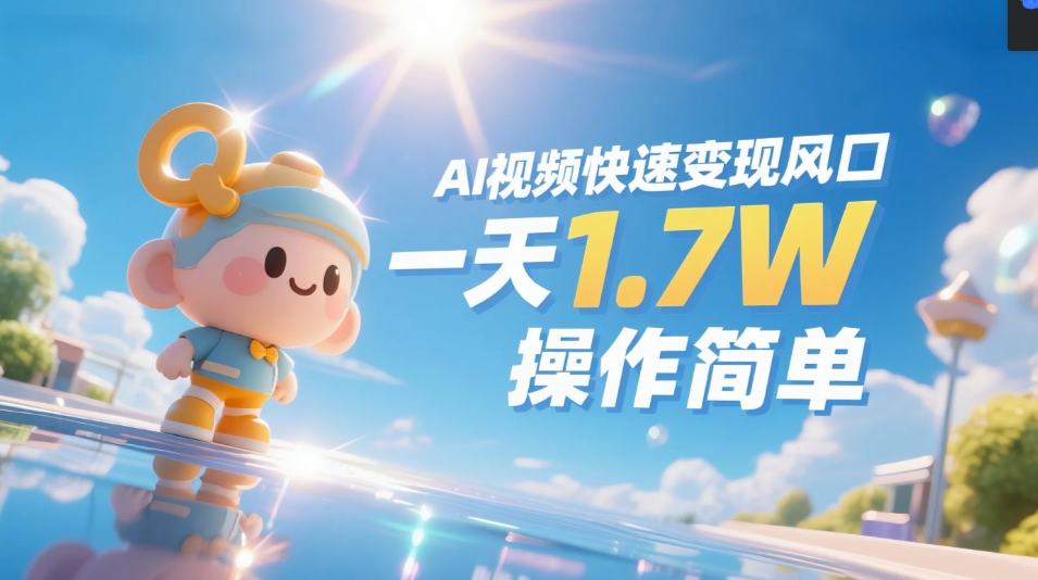《Ai视频变现风口，一天1.7W，收入无上限，操作简单》大圣网创吧-网创项目资源站-副业项目-创业项目-搞钱项目网创吧