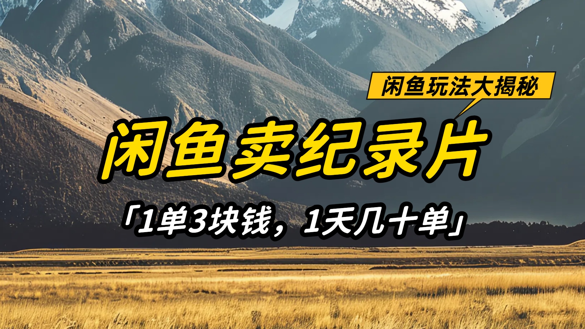 闲鱼卖纪录片1单3块钱，1天几十单，项目稳定有潜力大圣网创吧-网创项目资源站-副业项目-创业项目-搞钱项目网创吧