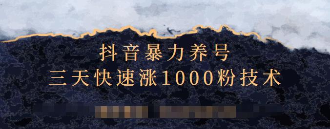 抖音暴力养号，三天快速涨1000粉技术【视频课程】大圣网创吧-网创项目资源站-副业项目-创业项目-搞钱项目网创吧