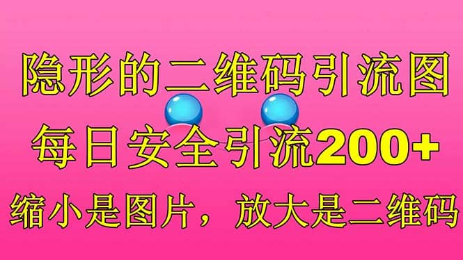 隐形的二维码引流图，缩小是图片，放大是二维码，每日安全引流200+大圣网创吧-网创项目资源站-副业项目-创业项目-搞钱项目网创吧