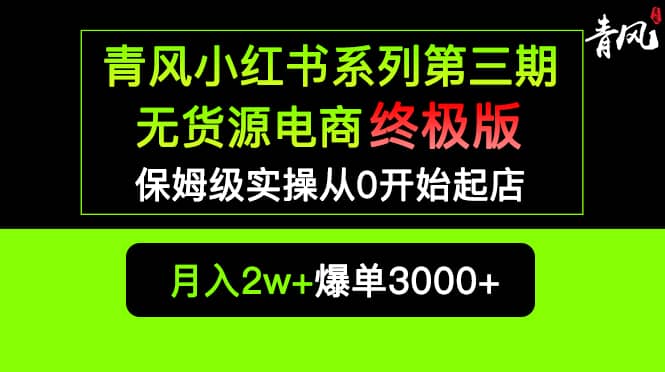 小红书无货源电商爆单终极版【视频教程+实战手册】保姆级实操从0起店爆单大圣网创吧-网创项目资源站-副业项目-创业项目-搞钱项目网创吧