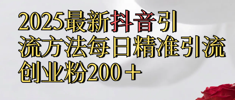 2025最新,抖音引流,方法每日精准引流创业粉300＋大圣网创吧-网创项目资源站-副业项目-创业项目-搞钱项目网创吧