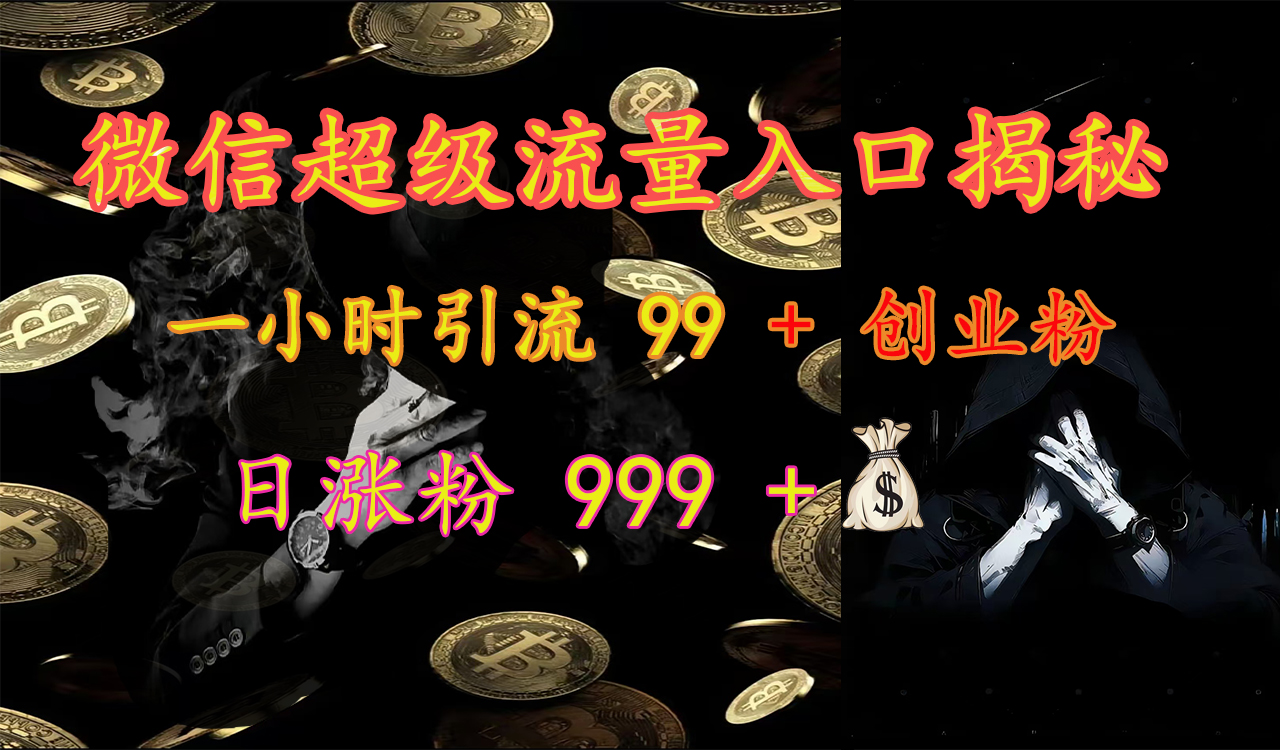 微信超级流量入口揭秘：一小时引流 99 + 创业粉，日涨粉 999 +【揭秘】大圣网创吧-网创项目资源站-副业项目-创业项目-搞钱项目网创吧