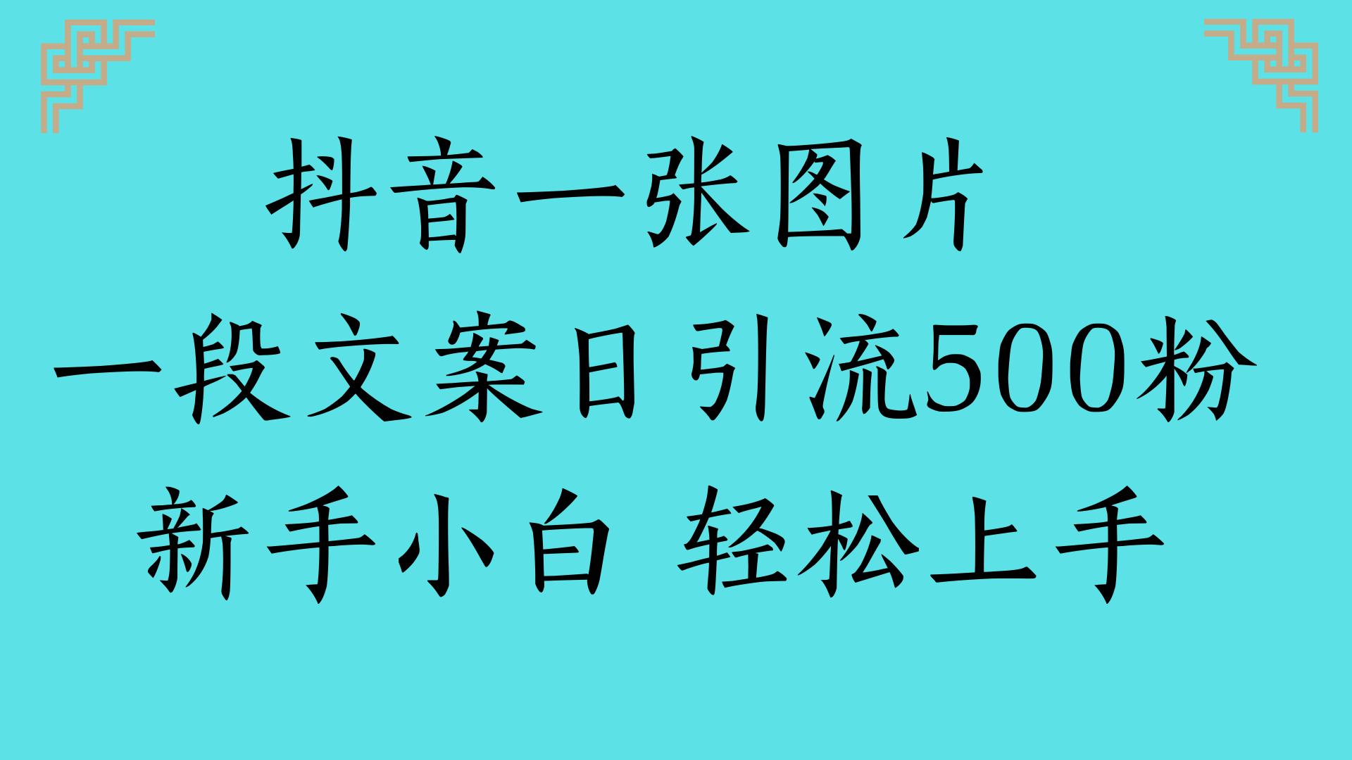 抖音一张图片 一段文案日引流500粉新手小白 轻松上手大圣网创吧-网创项目资源站-副业项目-创业项目-搞钱项目网创吧