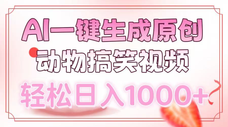 AI一键生成原创动物搞笑视频，轻松日入1000+大圣网创吧-网创项目资源站-副业项目-创业项目-搞钱项目网创吧