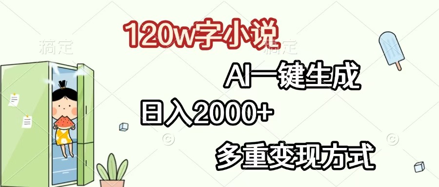 120w字小说，AI一键生成，日入2000+，多重变现方式大圣网创吧-网创项目资源站-副业项目-创业项目-搞钱项目网创吧