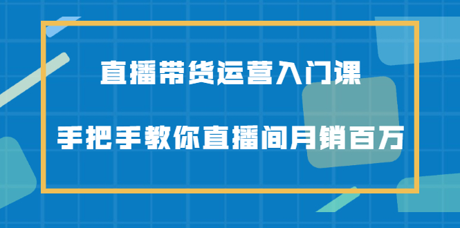 直播带货运营入门课，手把手教你直播间月销百万大圣网创吧-网创项目资源站-副业项目-创业项目-搞钱项目网创吧