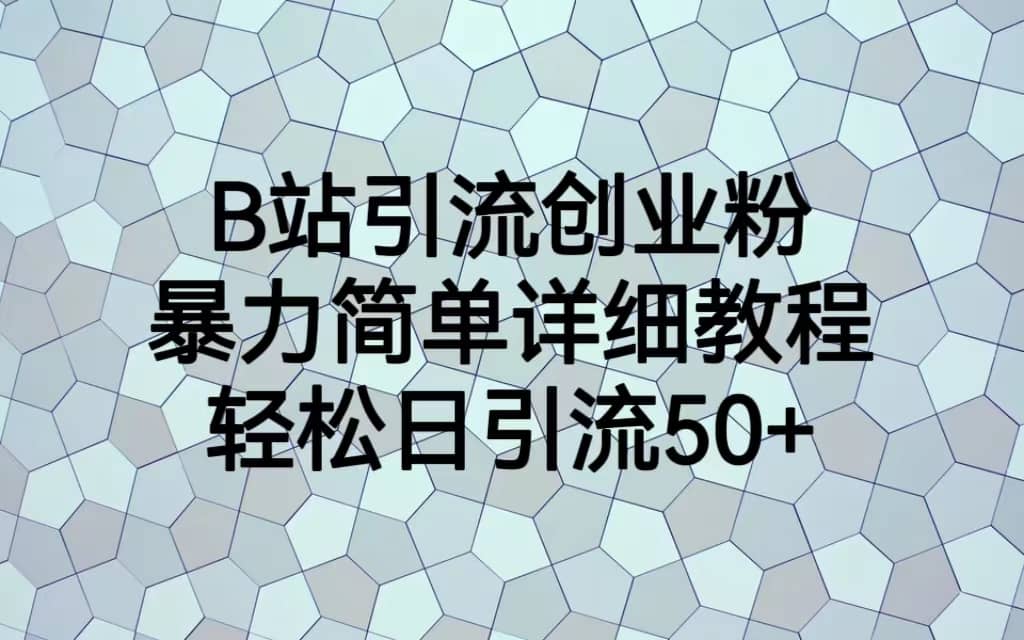 B站引流创业粉，暴力简单详细教程，轻松日引流50+大圣网创吧-网创项目资源站-副业项目-创业项目-搞钱项目网创吧