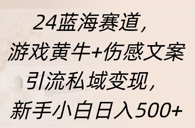 24蓝海赛道，游戏黄牛+伤感文案引流私域变现，新手日入500+大圣网创吧-网创项目资源站-副业项目-创业项目-搞钱项目网创吧