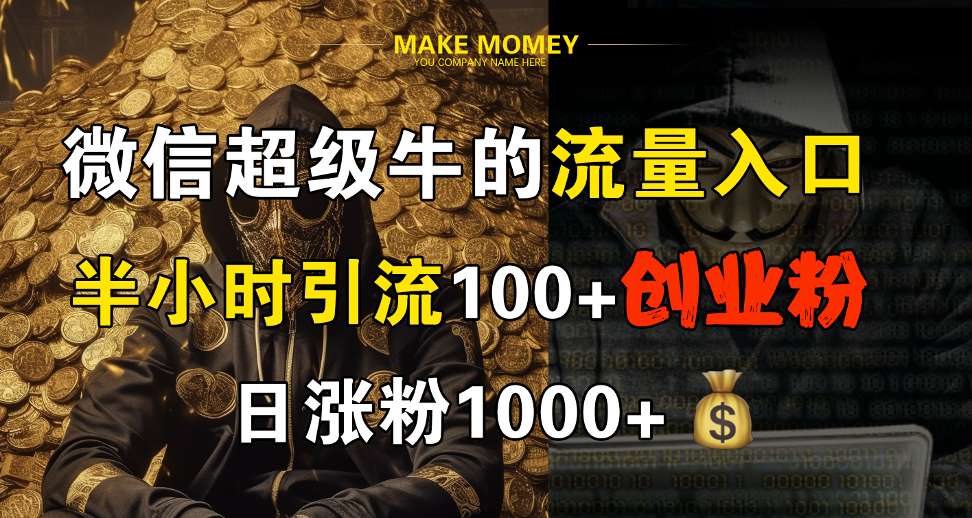 微信超级牛的流量入口，半小时引流100+创业粉，日涨粉1000+大圣网创吧-网创项目资源站-副业项目-创业项目-搞钱项目网创吧