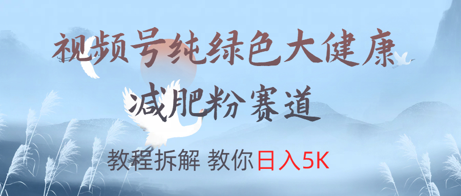 视频号纯绿色大健康粉赛道，教程拆解，教你日入5K大圣网创吧-网创项目资源站-副业项目-创业项目-搞钱项目网创吧