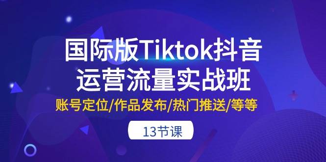 国际版Tiktok抖音运营流量实战班：账号定位/作品发布/热门推送/等等-13节大圣网创吧-网创项目资源站-副业项目-创业项目-搞钱项目网创吧
