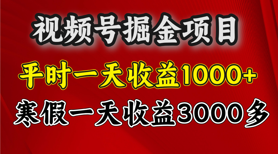 视频号掘金项目，寒假一天收益3000多大圣网创吧-网创项目资源站-副业项目-创业项目-搞钱项目网创吧